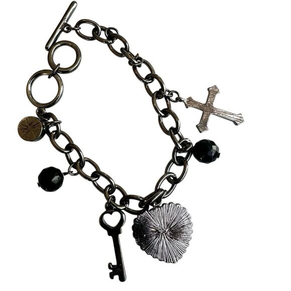 Guess Gunmetal Heart Charm Bracelet - Picture 2 of 10